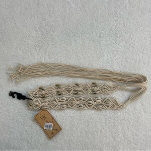 Dry Goods Cream Macrame Belt with Shell Details
